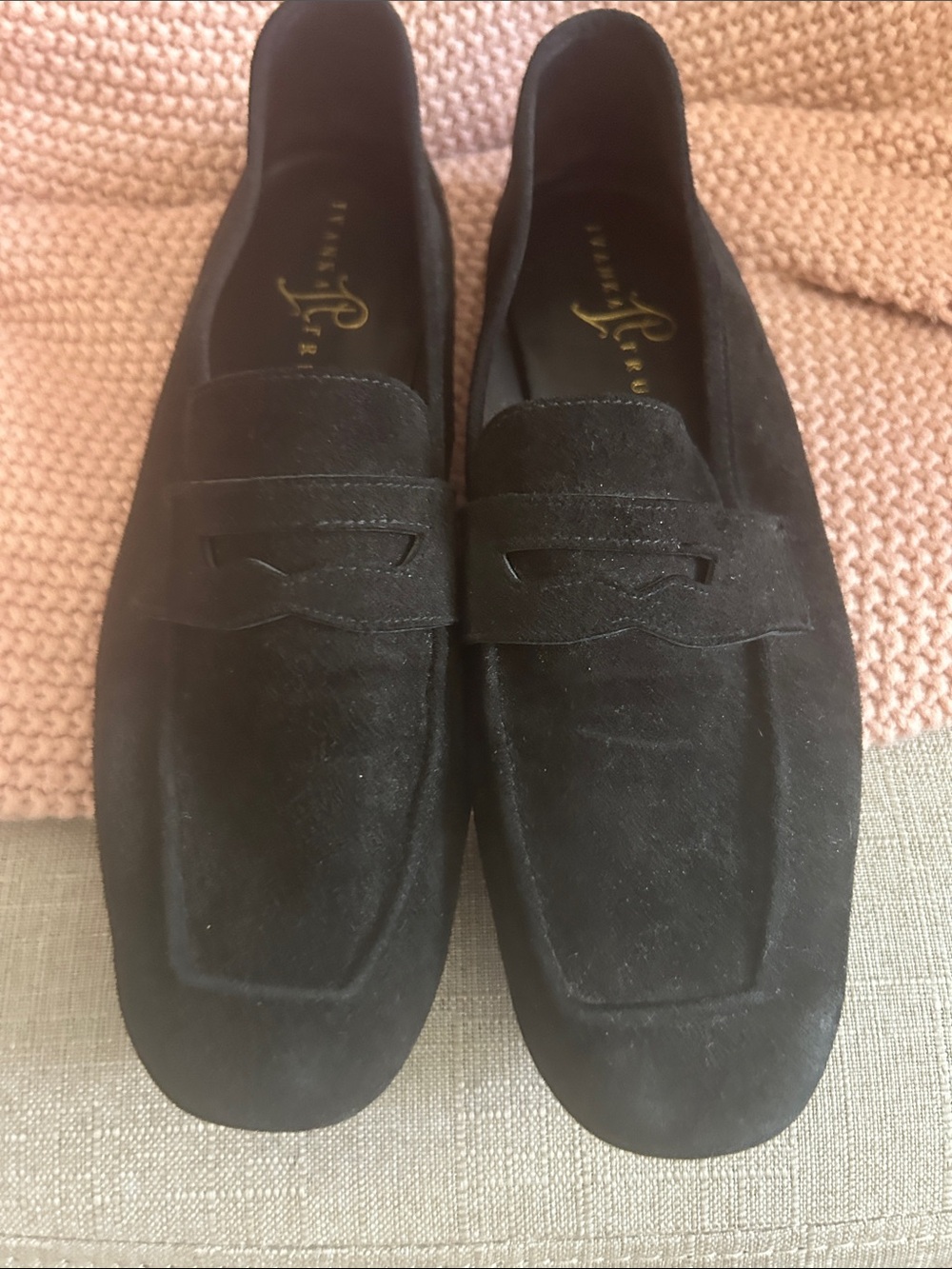 Ivanka Trump Black Suede Penny Loafers
